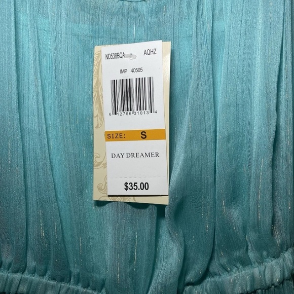 Rewind Teal Flutter Sleeve Pleated Dress Size Small NWT - Picture 6 of 11
